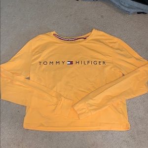 Yellow Tommy Hilfiger long sleeve crop top